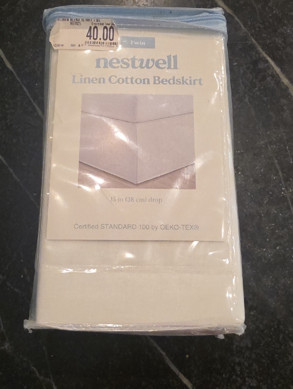 NWT Nestwell Linen Cotton Bedskirt Twin Size White